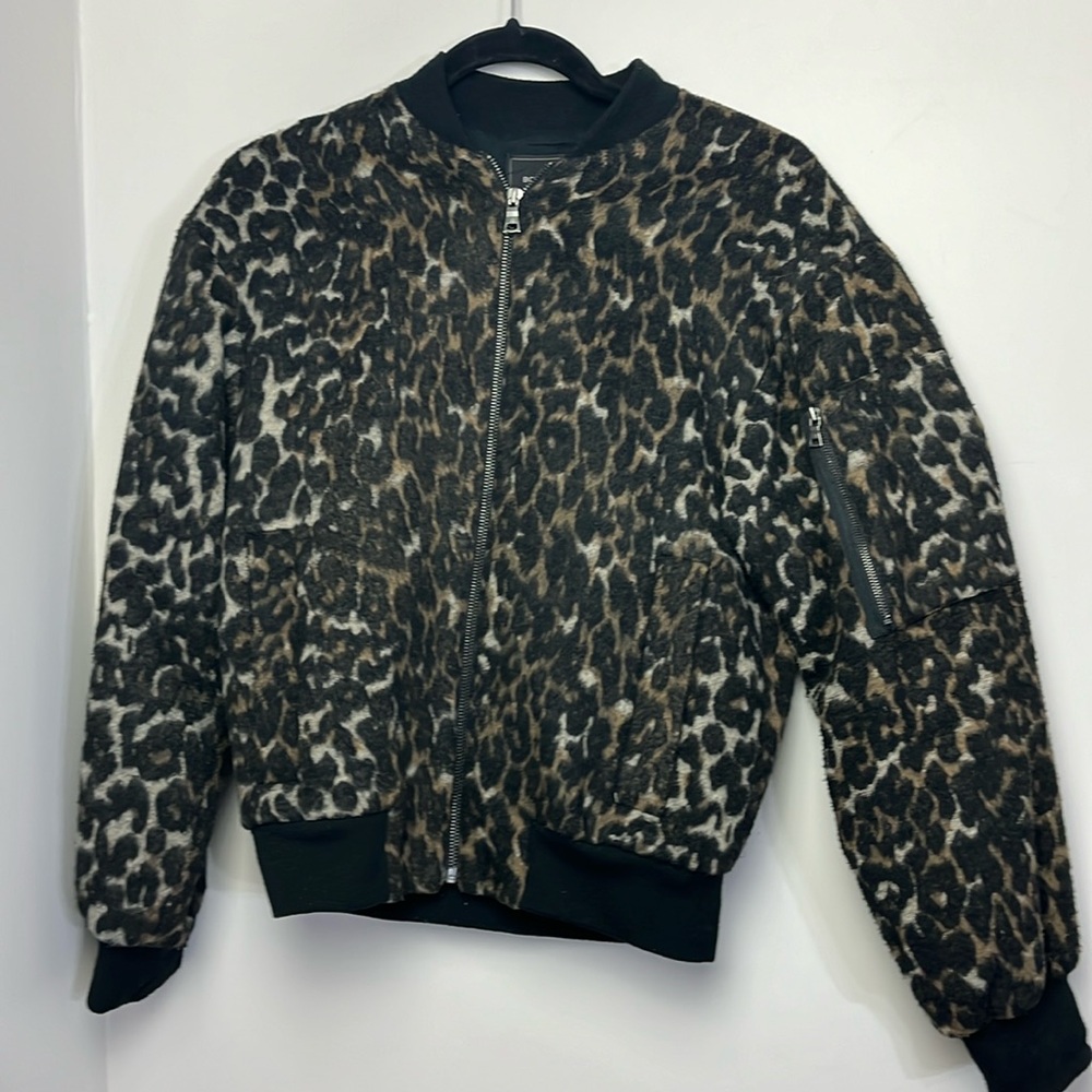 BCBGMAXAZRIA leopard bomber jacket